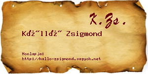 Kálló Zsigmond névjegykártya